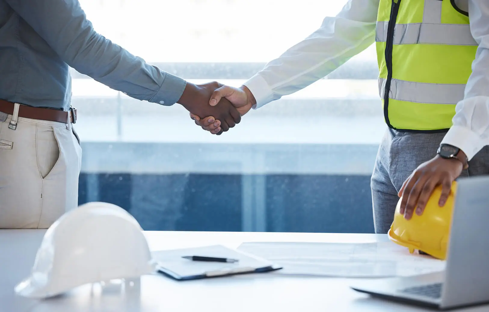 Construction deal handshake