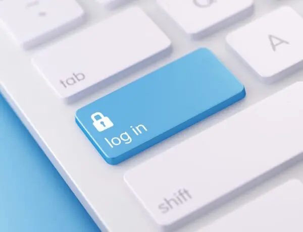 Login button on white computer keyboard