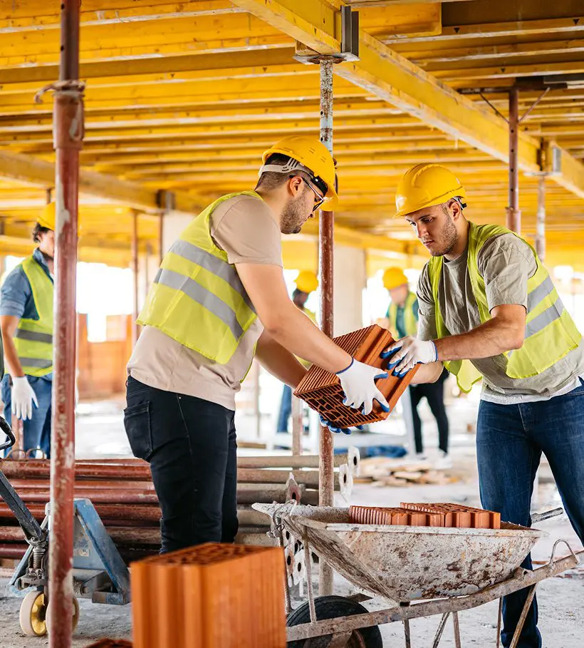 Men in hard hats building