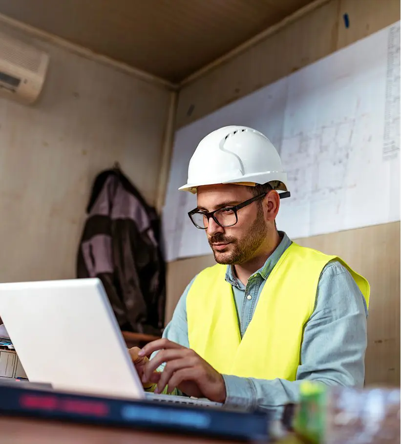 Engineer working on laptop