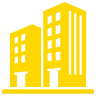 Yellow apartment buildings icon
