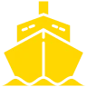 Front view of golden boat