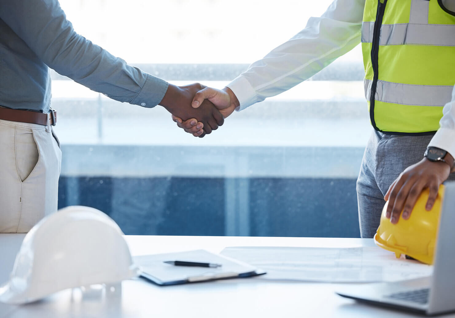 Construction deal handshake